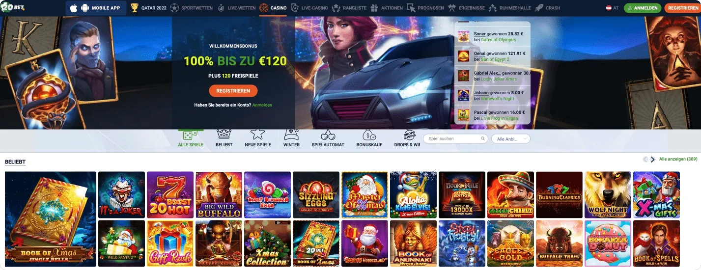 20Bet Casino Lobby