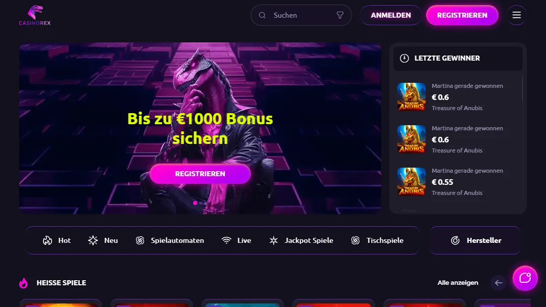 Casino Rex Willkommensbonus-Banner