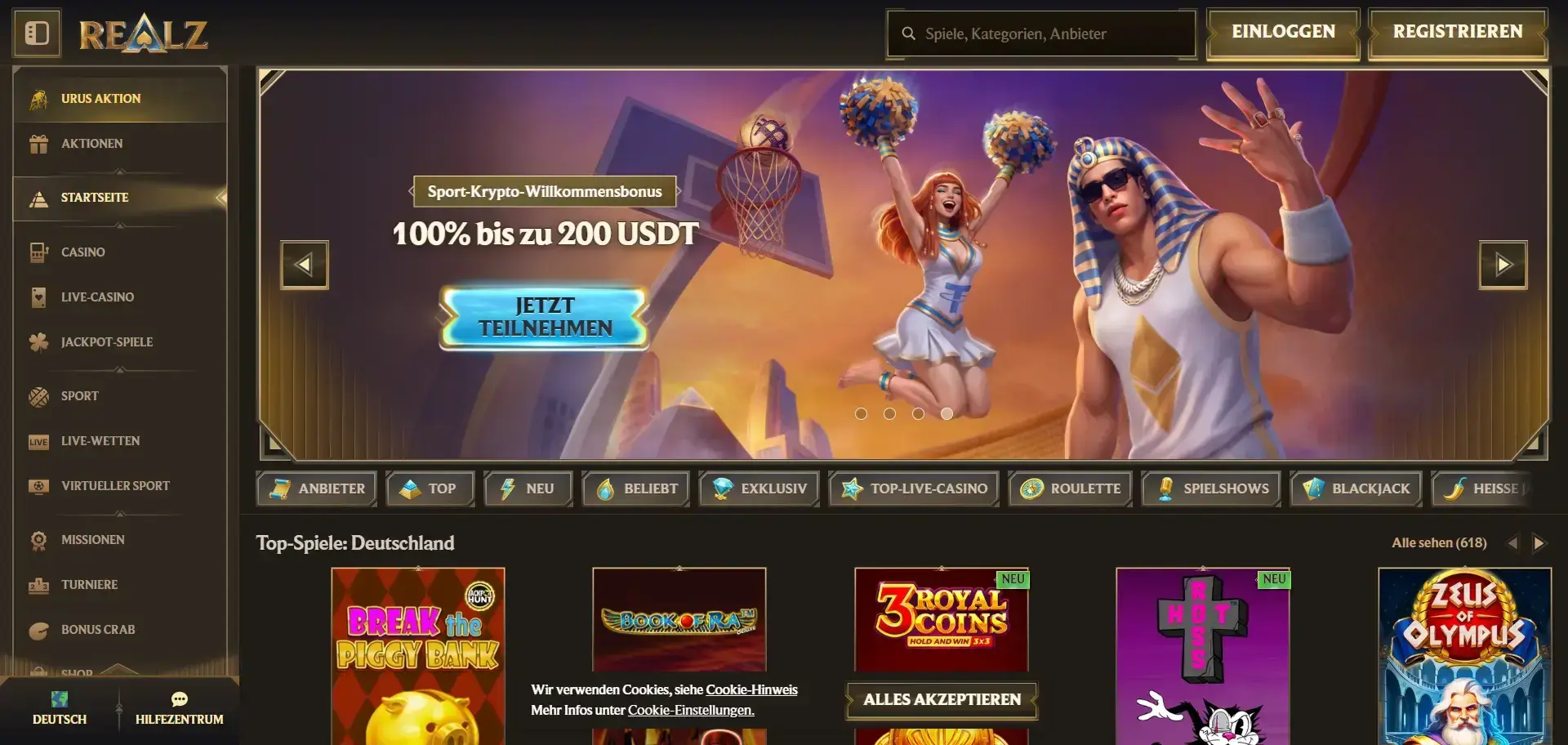Realz neuen Online Casinos Krypto Bonus