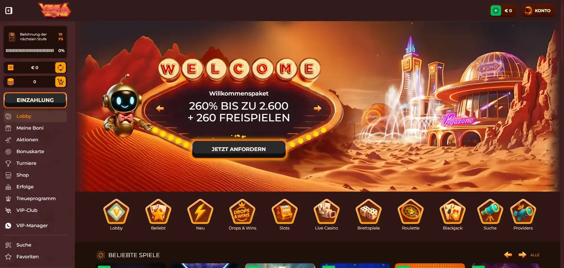 Vegazone neuen Online Casinos Bonus