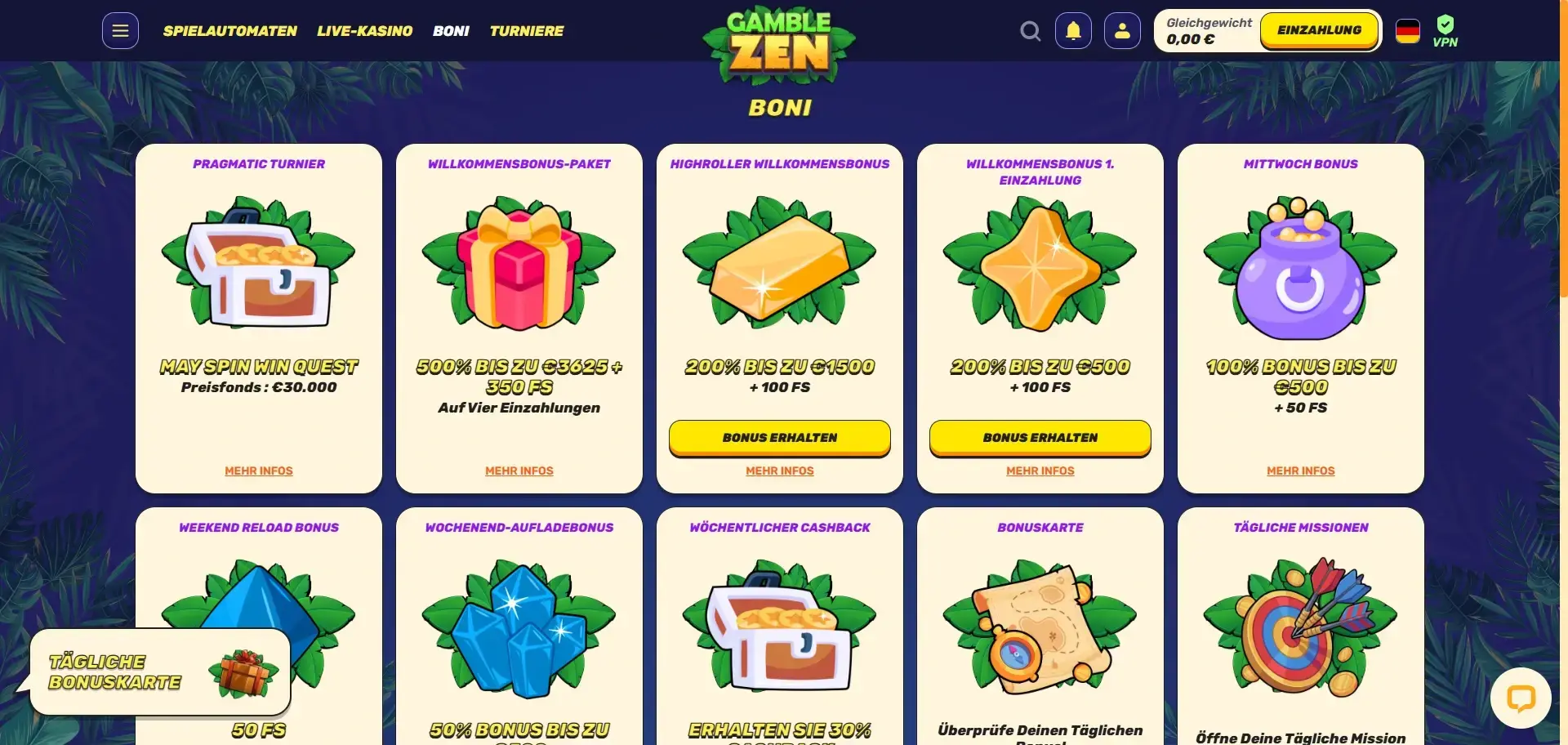 Bonusbereich im Gamblezen Casino