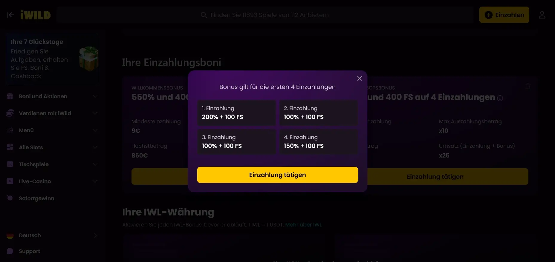 iWild Casino Einzahlungsbonus mit 200%