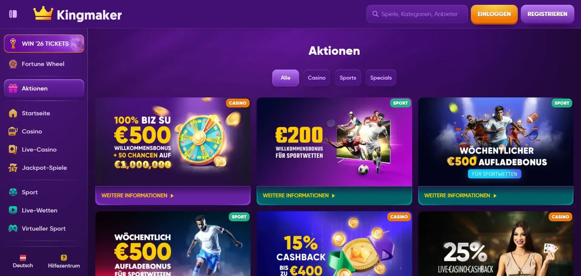 Kingmaker Casino Aktionen