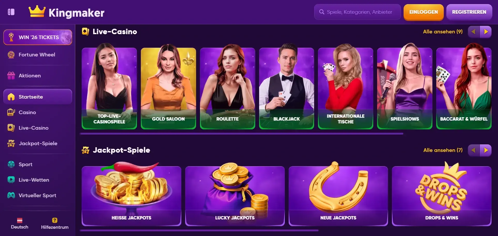 Kingmaker Casino Live-Casino