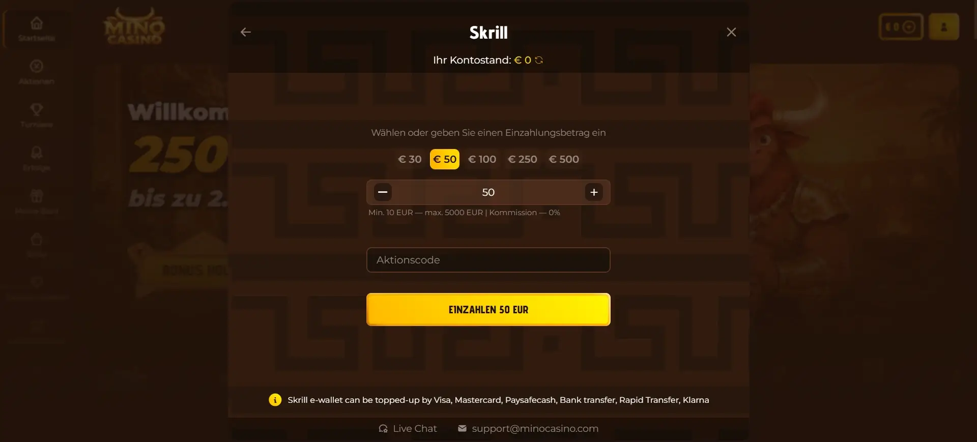 Mino Casino Skrill Guthaben