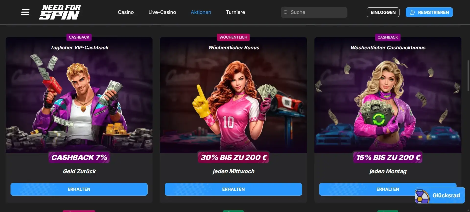 Need for Spin Casino Bestandskunden Reload Boni